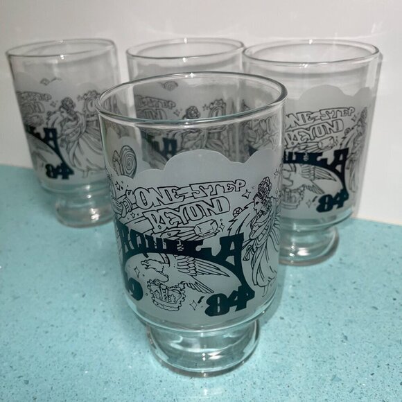 Krewe of Aquila Vintage 1984 Tall Drinking Glass Set of 4 New Orleans Mardi Gras - Picture 3 of 8